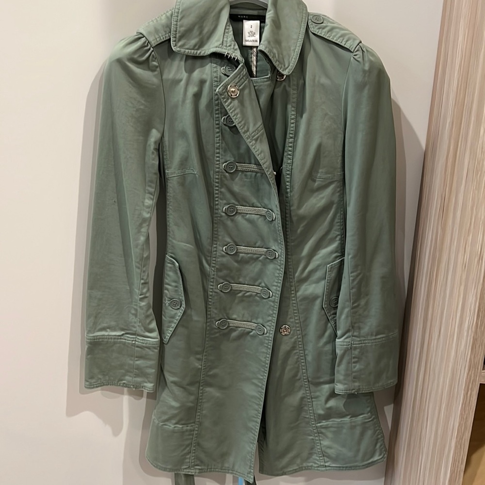 Brand New never worn Marc Jacobs size 2 green tie waist trench coat